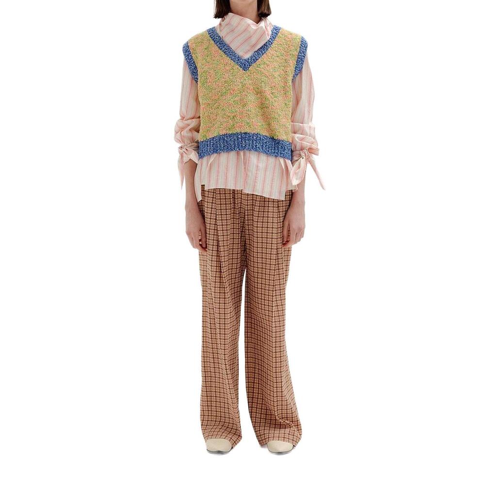 NEW EENK siki trimmed knit vest in yellow/blue multi